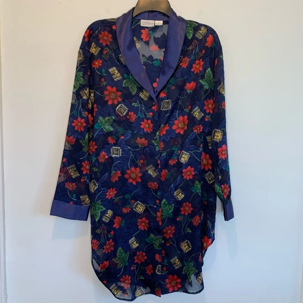 Kathryn Dark Florals Whimsigoth Semi Sheer Short Robe